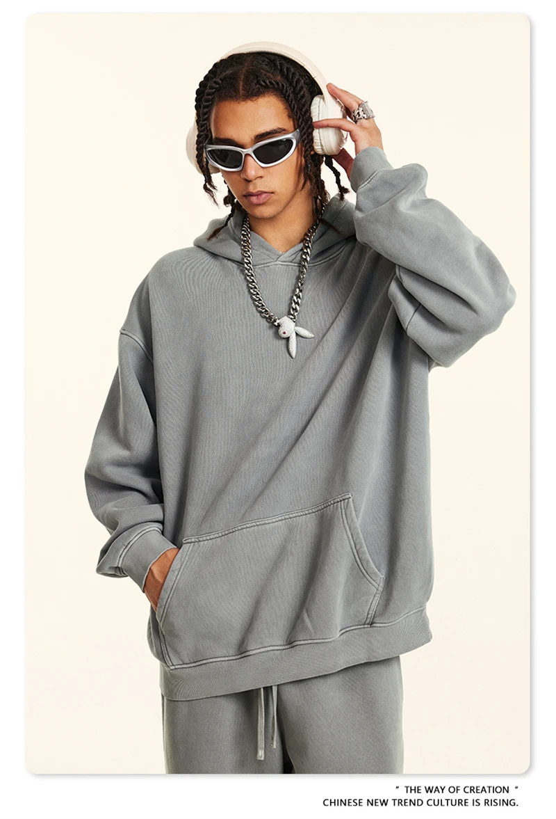 ZODF 2024 Winter Men's Washed Fleece Hoodies Unisex Women Retro Loose Warm 360gsm Hooded Pullovers Sweatshirts HY0870