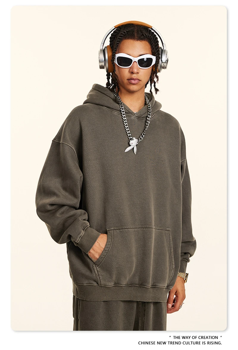 ZODF 2024 Winter Men's Washed Fleece Hoodies Unisex Women Retro Loose Warm 360gsm Hooded Pullovers Sweatshirts HY0870