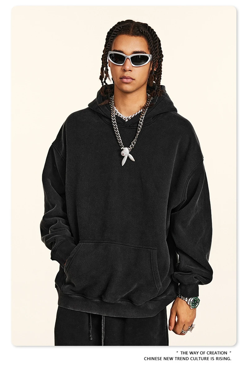 ZODF 2024 Winter Men's Washed Fleece Hoodies Unisex Women Retro Loose Warm 360gsm Hooded Pullovers Sweatshirts HY0870