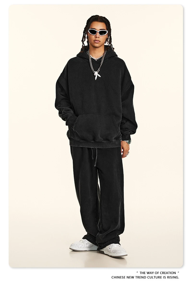 ZODF 2024 Winter Men's Washed Fleece Hoodies Unisex Women Retro Loose Warm 360gsm Hooded Pullovers Sweatshirts HY0870