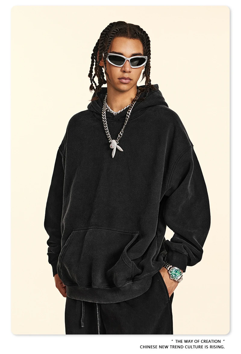 ZODF 2024 Winter Men's Washed Fleece Hoodies Unisex Women Retro Loose Warm 360gsm Hooded Pullovers Sweatshirts HY0870