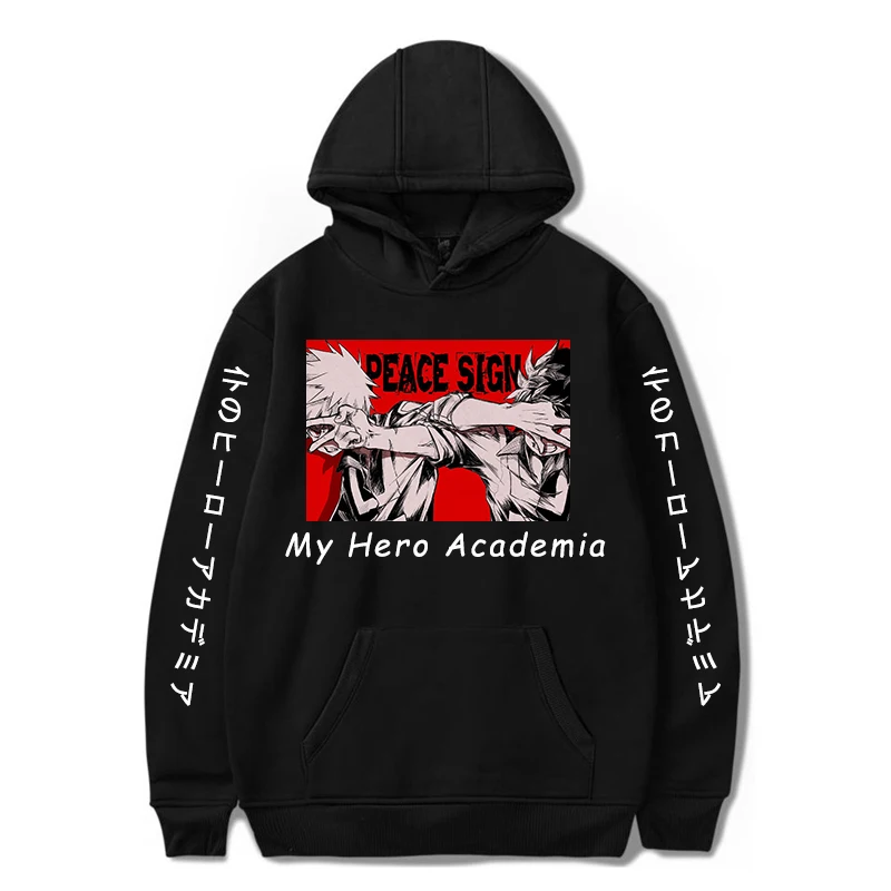 Anime My Hero Academia Hoodies Manga Midoriya Izuku Bakugou Katsuki Class 1A Letter Print Unisex Winter Oversized Sweatshirts