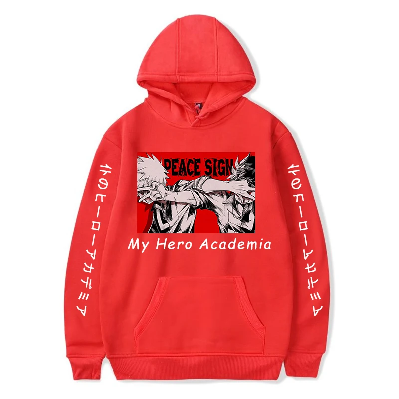Anime My Hero Academia Hoodies Manga Midoriya Izuku Bakugou Katsuki Class 1A Letter Print Unisex Winter Oversized Sweatshirts