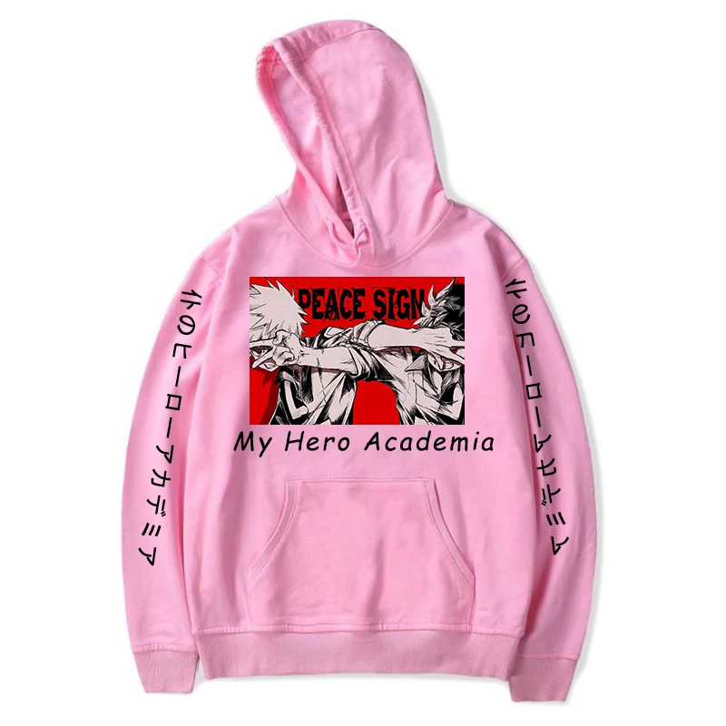 Anime My Hero Academia Hoodies Manga Midoriya Izuku Bakugou Katsuki Class 1A Letter Print Unisex Winter Oversized Sweatshirts