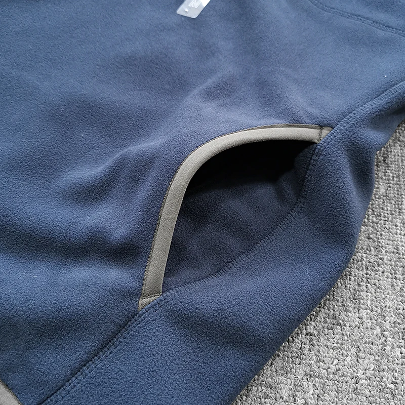 Half Zipper Sweatshirt Men's Polar Fleece Stand-up Collar Pullover Coat Autumn Winter Warm Loose Outerwear Top