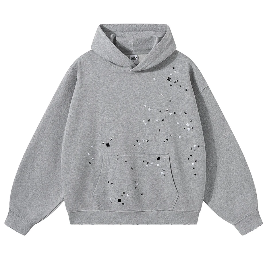Rivet Hoodies Men Streetwear Harajuku Hip Hop Oversized Y2K Hoodies Unisex Casual Loose Pullover Sweatshirts