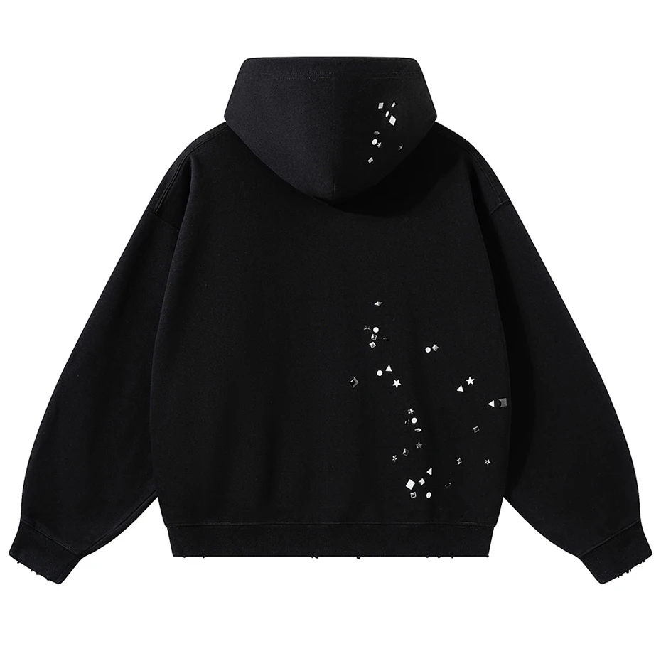 Rivet Hoodies Men Streetwear Harajuku Hip Hop Oversized Y2K Hoodies Unisex Casual Loose Pullover Sweatshirts