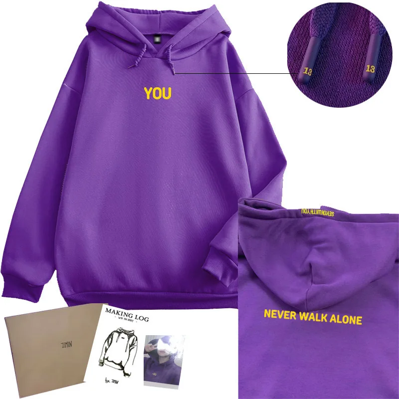 Embroidery Original Design Jimin Hoodie With You 13 You Never Walk Alone Jimin Merch Kpop Fans High Quality Version Sweatshirt