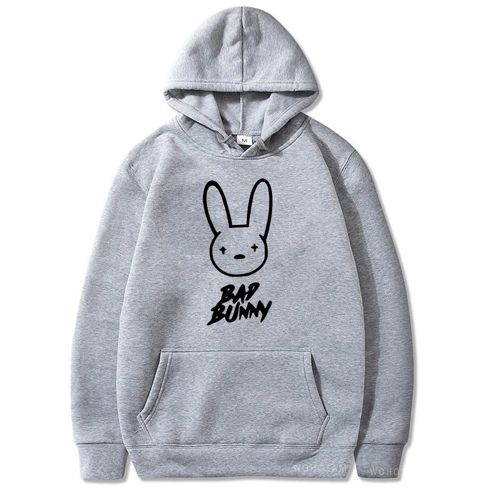 Funny Bad Bunny Hoodie Printed Kawaii Cartoon Harajuku Oversized Streetwear Sweatshirt Korean Style Long Sleeve Women Men Hoody