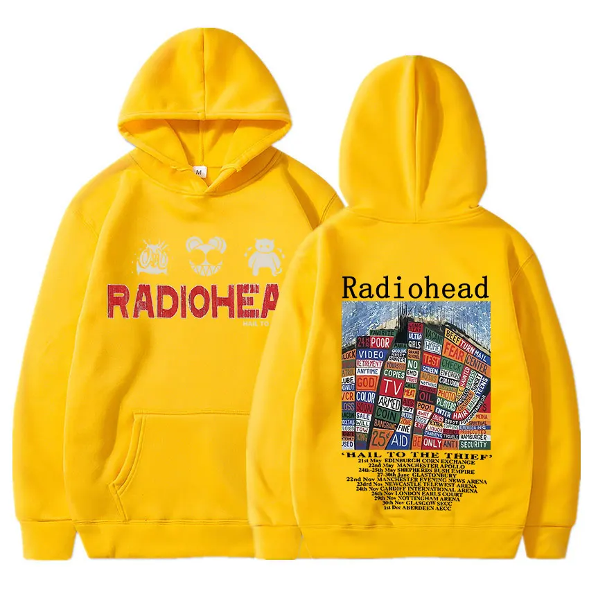 Radiohead Vintage Print Hoodie Men's Women Clothing Pullover Hip Hop Rock Band Hail To The Thief Music Album Hooded Sweatshirts