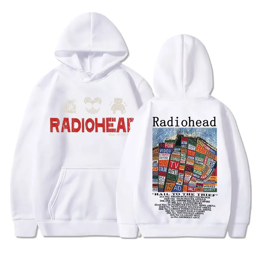 Radiohead Vintage Print Hoodie Men's Women Clothing Pullover Hip Hop Rock Band Hail To The Thief Music Album Hooded Sweatshirts