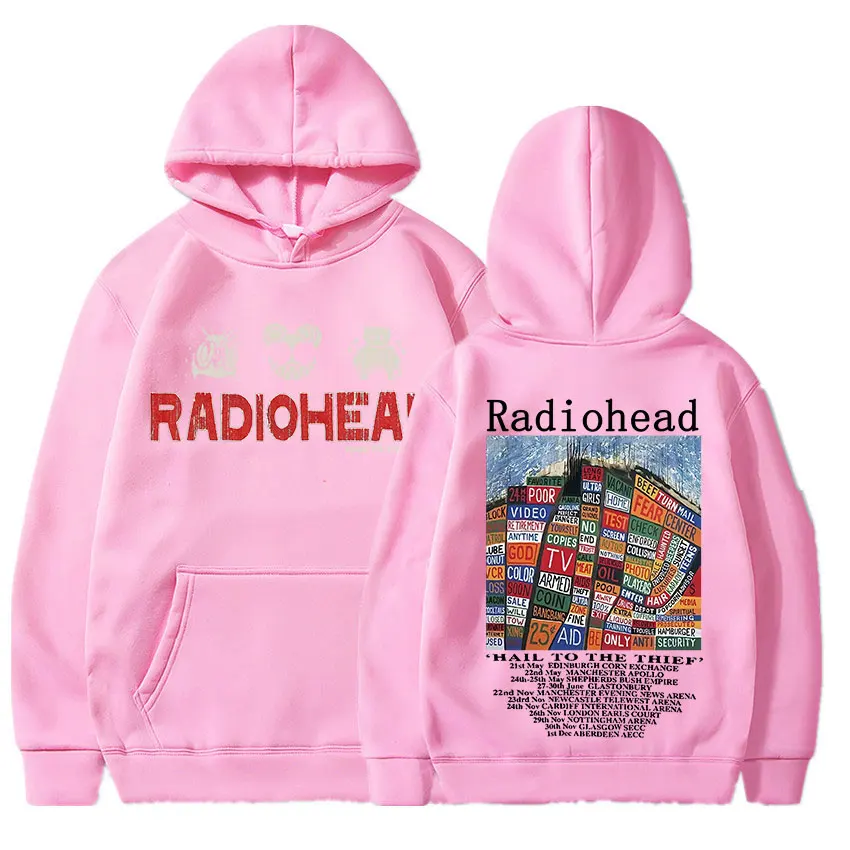 Radiohead Vintage Print Hoodie Men's Women Clothing Pullover Hip Hop Rock Band Hail To The Thief Music Album Hooded Sweatshirts
