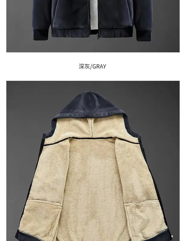 Lamb wool hoodie men's lamb wool hooded hoody Cashmere sweatshirts plus velvet thick elderly large size winter clothing L-8xl