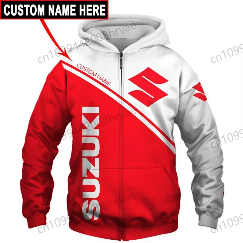 Personalized Suzuki motorcycle racing hoodie, unisex for spring and autumn, exquisite 3D printed zip-up jacket, 2026.