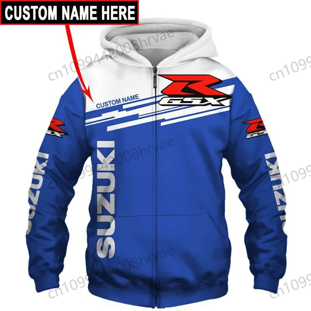 Personalized Suzuki motorcycle racing hoodie, unisex for spring and autumn, exquisite 3D printed zip-up jacket, 2026.