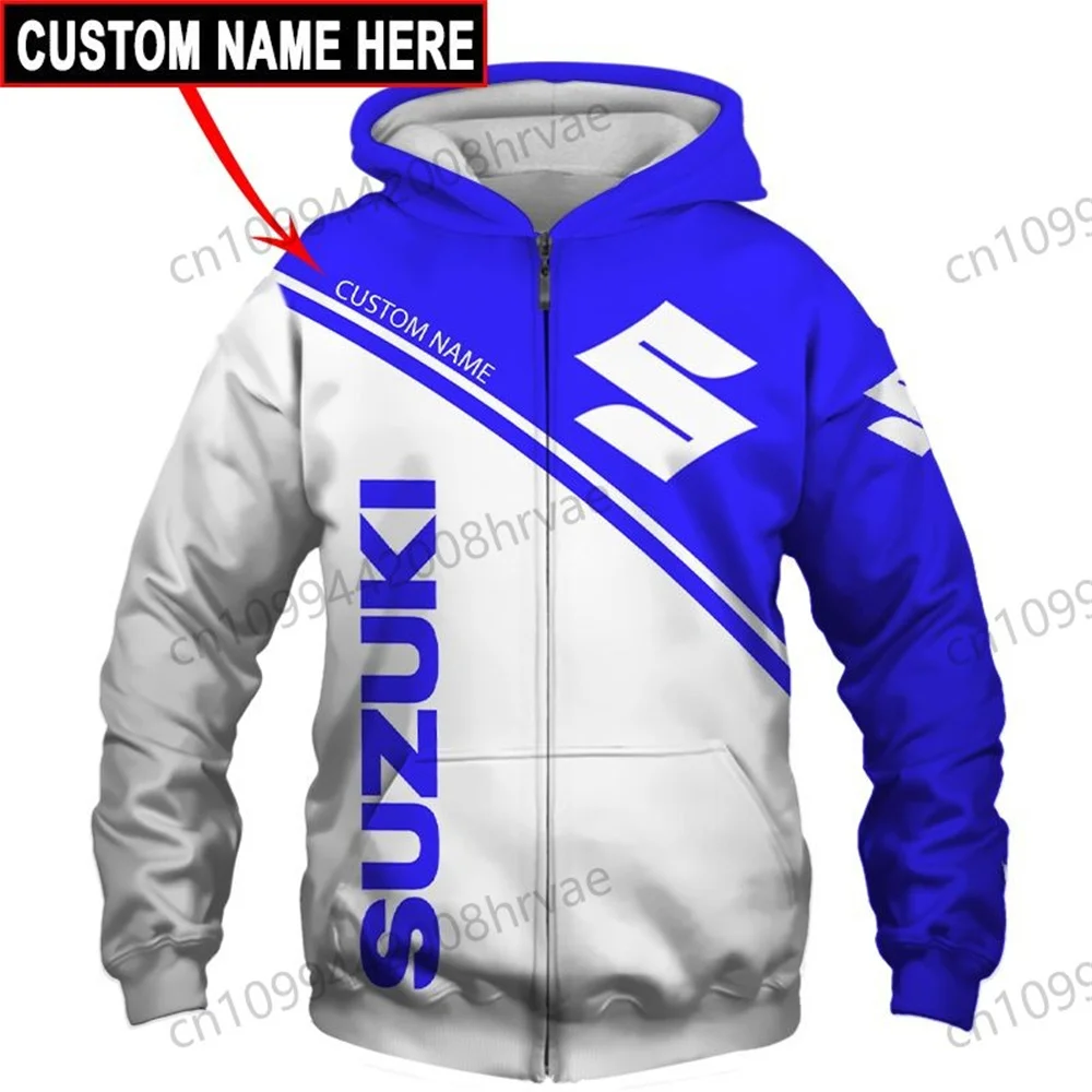 Personalized Suzuki motorcycle racing hoodie, unisex for spring and autumn, exquisite 3D printed zip-up jacket, 2026.