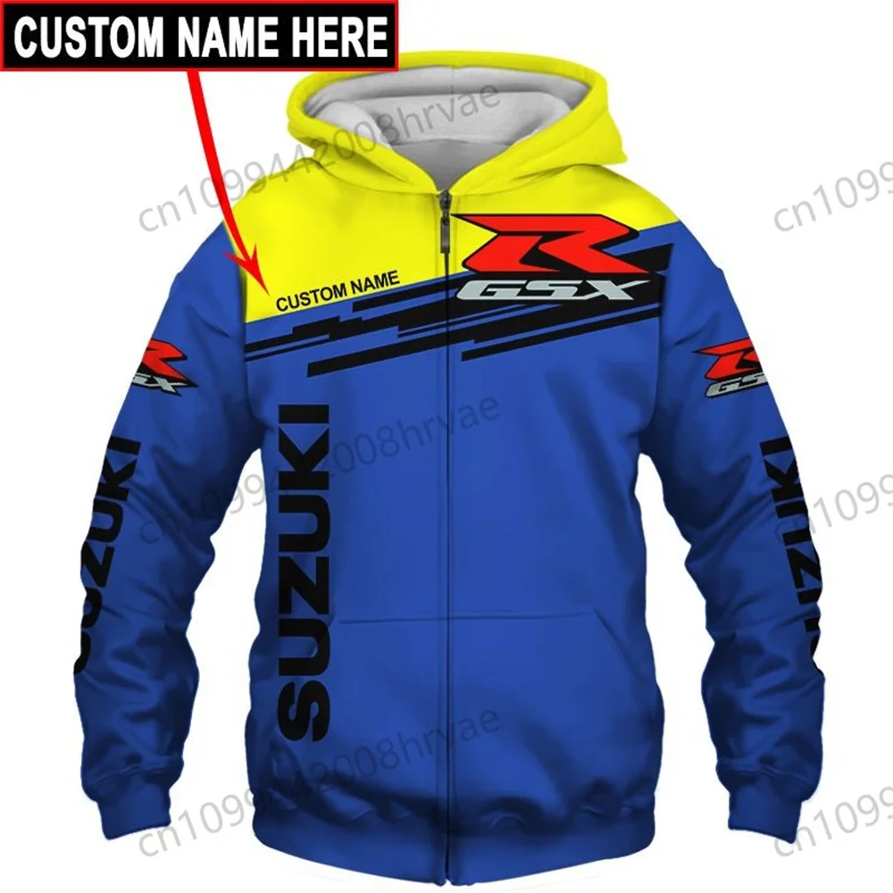 Personalized Suzuki motorcycle racing hoodie, unisex for spring and autumn, exquisite 3D printed zip-up jacket, 2026.