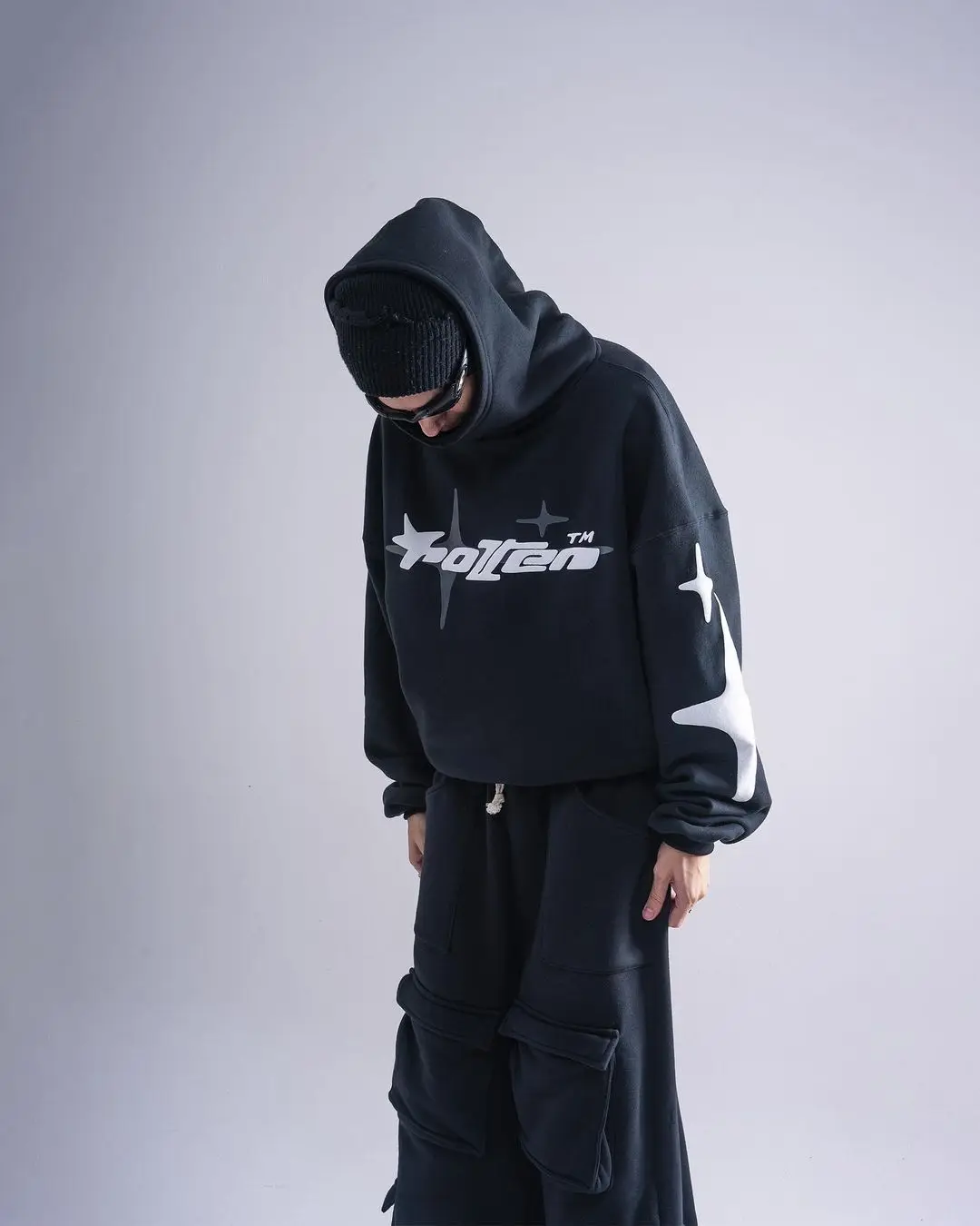 Retro Gothic Men Hoodie New American High Street TrendY2k Harajuku Men Loose and Casual Sweatshirt
