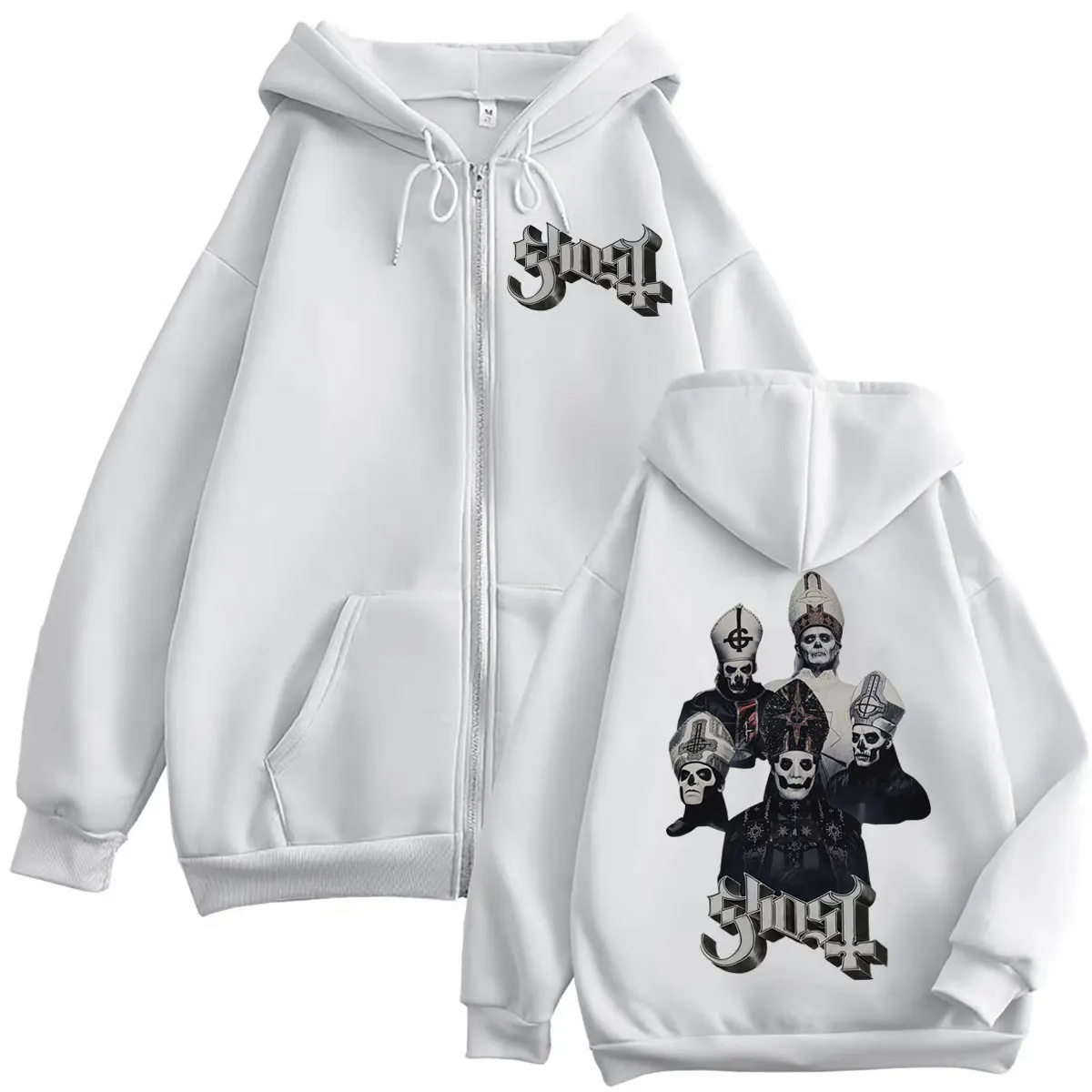 Hot Sale Ghost Band Zipper Hoodie Men Women Clothing Fashion Rock Zip Up Pullovers Gothic Vintage Hooded Sweatshirts Streetwear