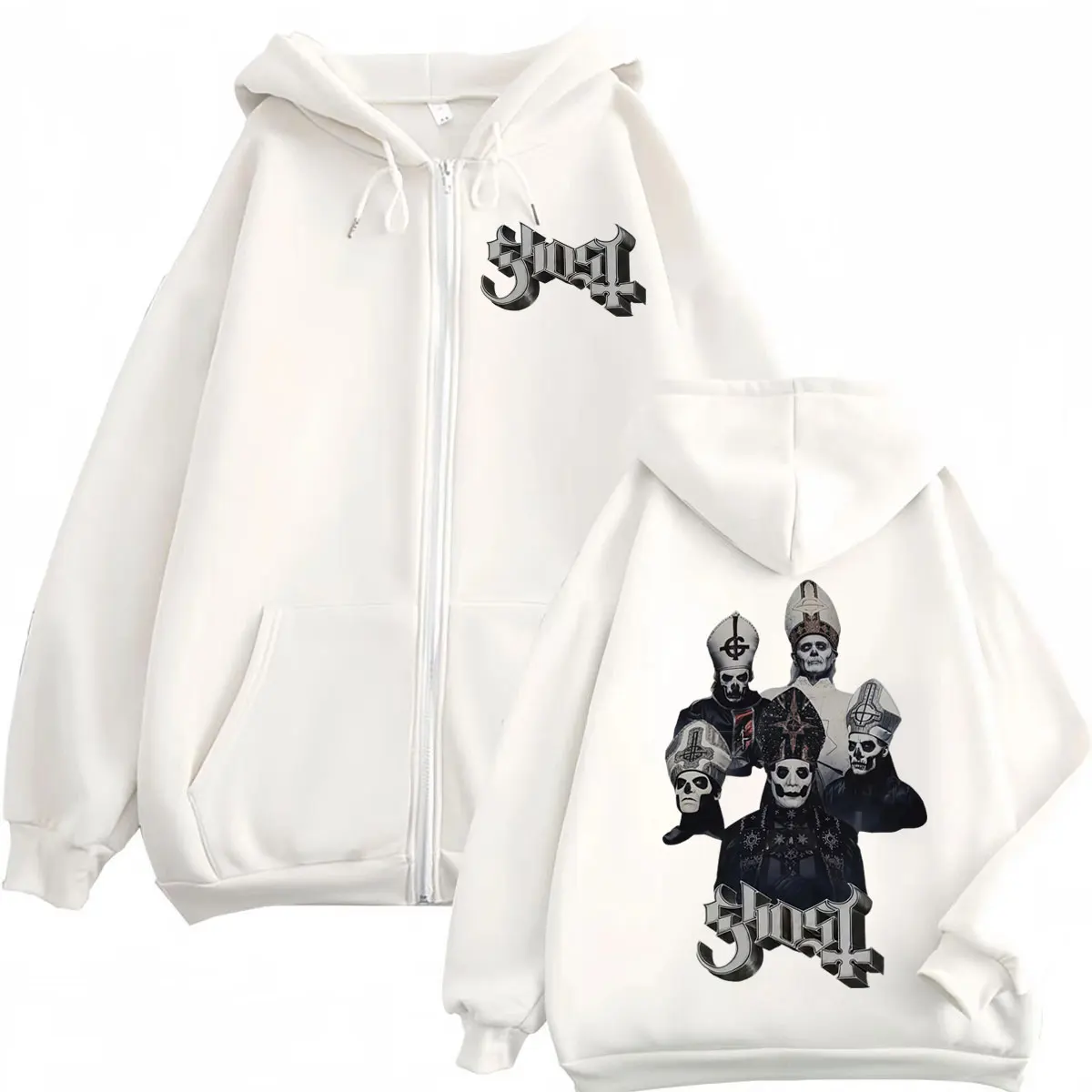 Hot Sale Ghost Band Zipper Hoodie Men Women Clothing Fashion Rock Zip Up Pullovers Gothic Vintage Hooded Sweatshirts Streetwear