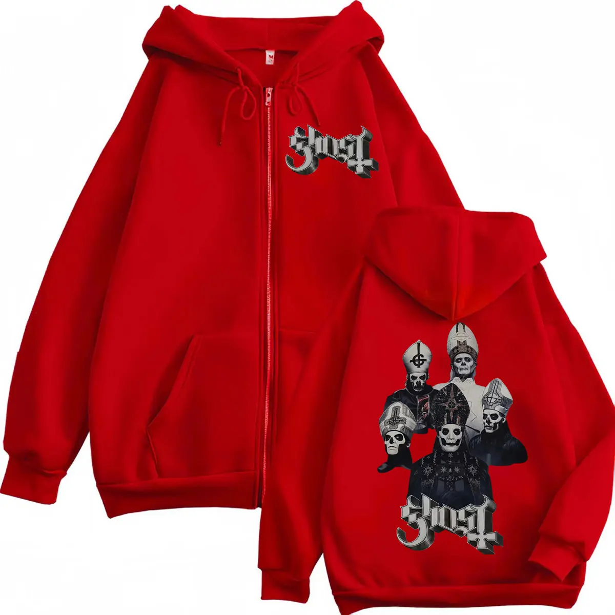 Hot Sale Ghost Band Zipper Hoodie Men Women Clothing Fashion Rock Zip Up Pullovers Gothic Vintage Hooded Sweatshirts Streetwear