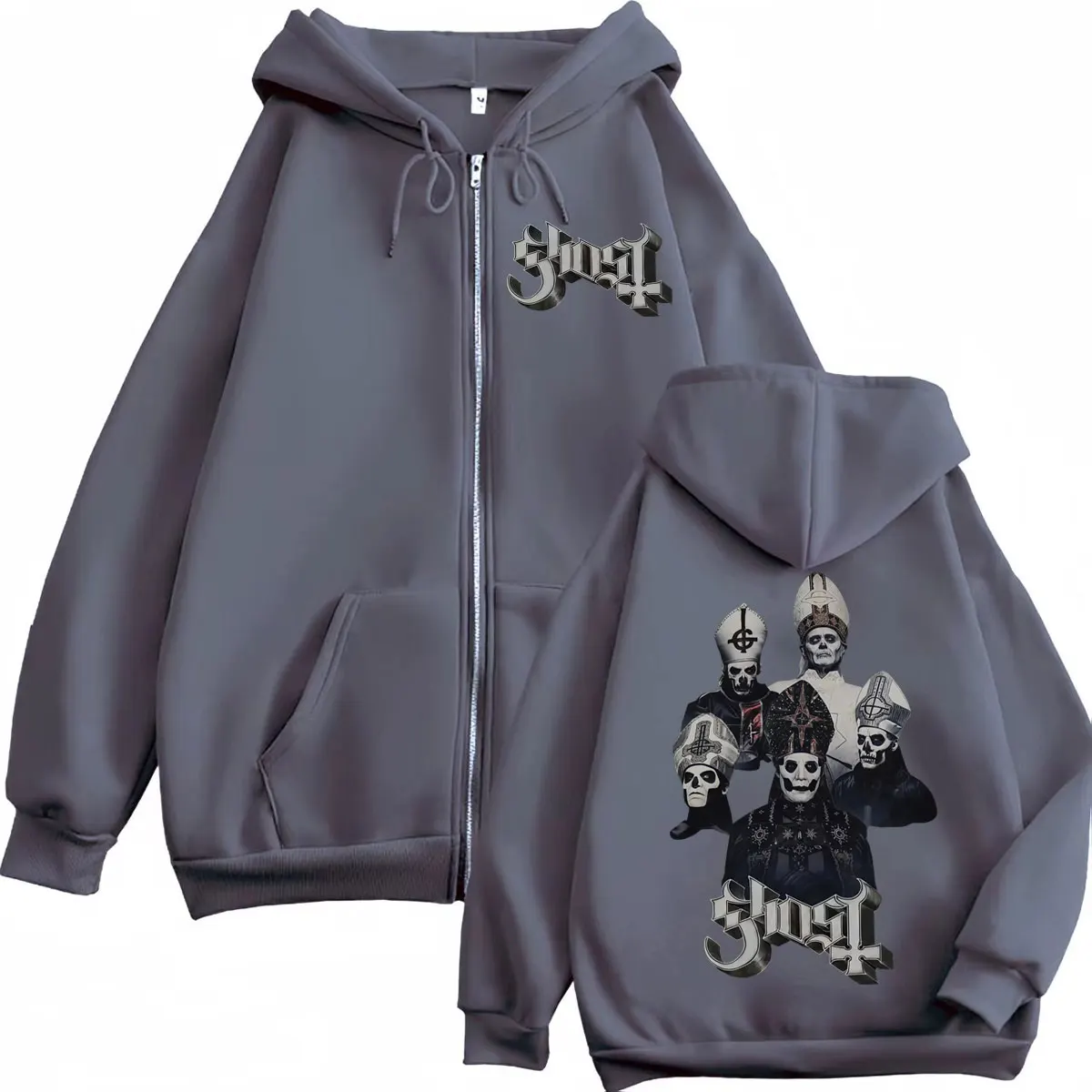 Hot Sale Ghost Band Zipper Hoodie Men Women Clothing Fashion Rock Zip Up Pullovers Gothic Vintage Hooded Sweatshirts Streetwear