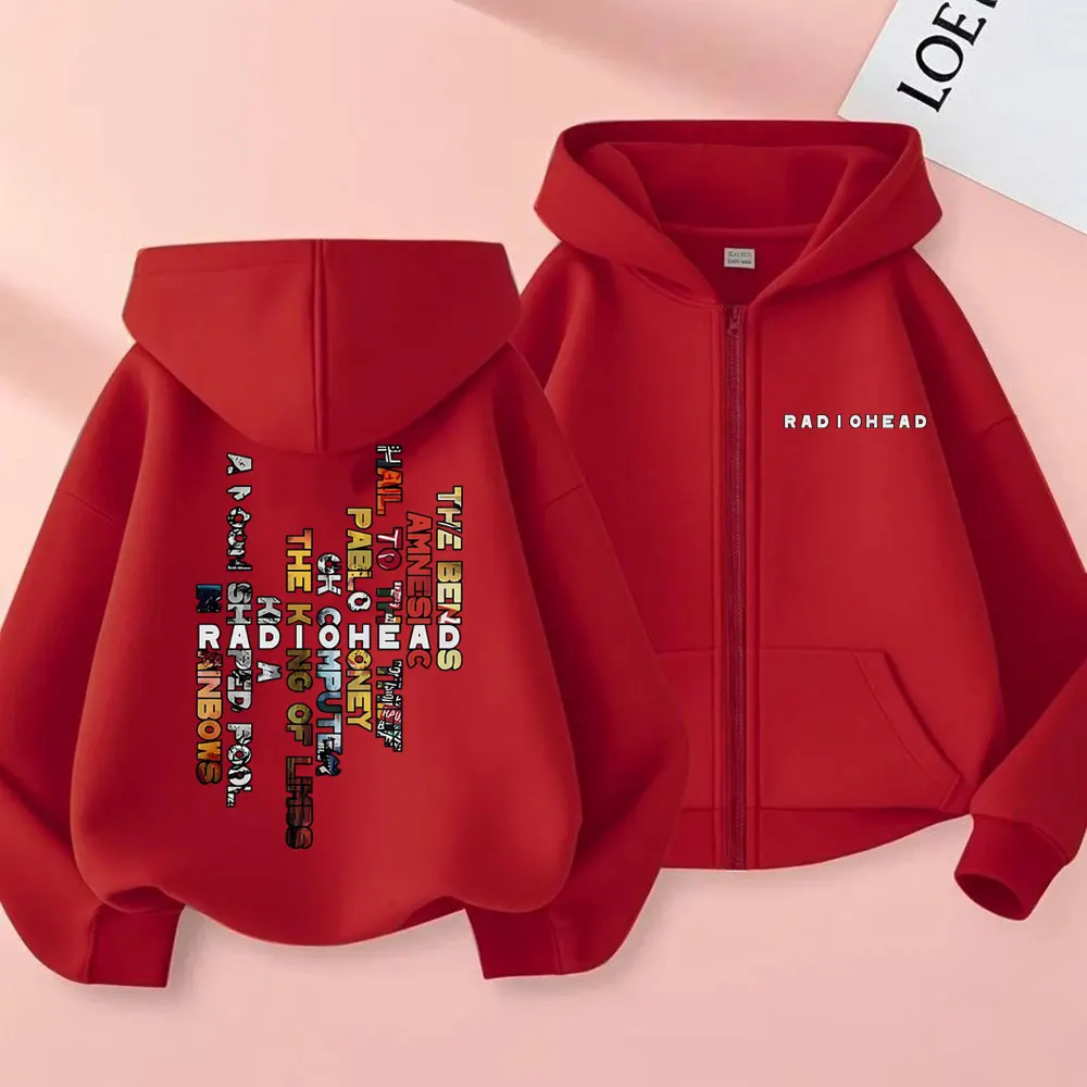 Rock Band Radiohead Music Album Cover Graphic Zipper Hoodie Men Women Hip Hop Gothic Zip Up Jacket Male Casual Vintage Hoodies