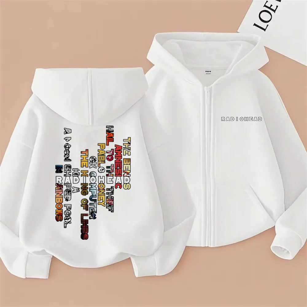 Rock Band Radiohead Music Album Cover Graphic Zipper Hoodie Men Women Hip Hop Gothic Zip Up Jacket Male Casual Vintage Hoodies