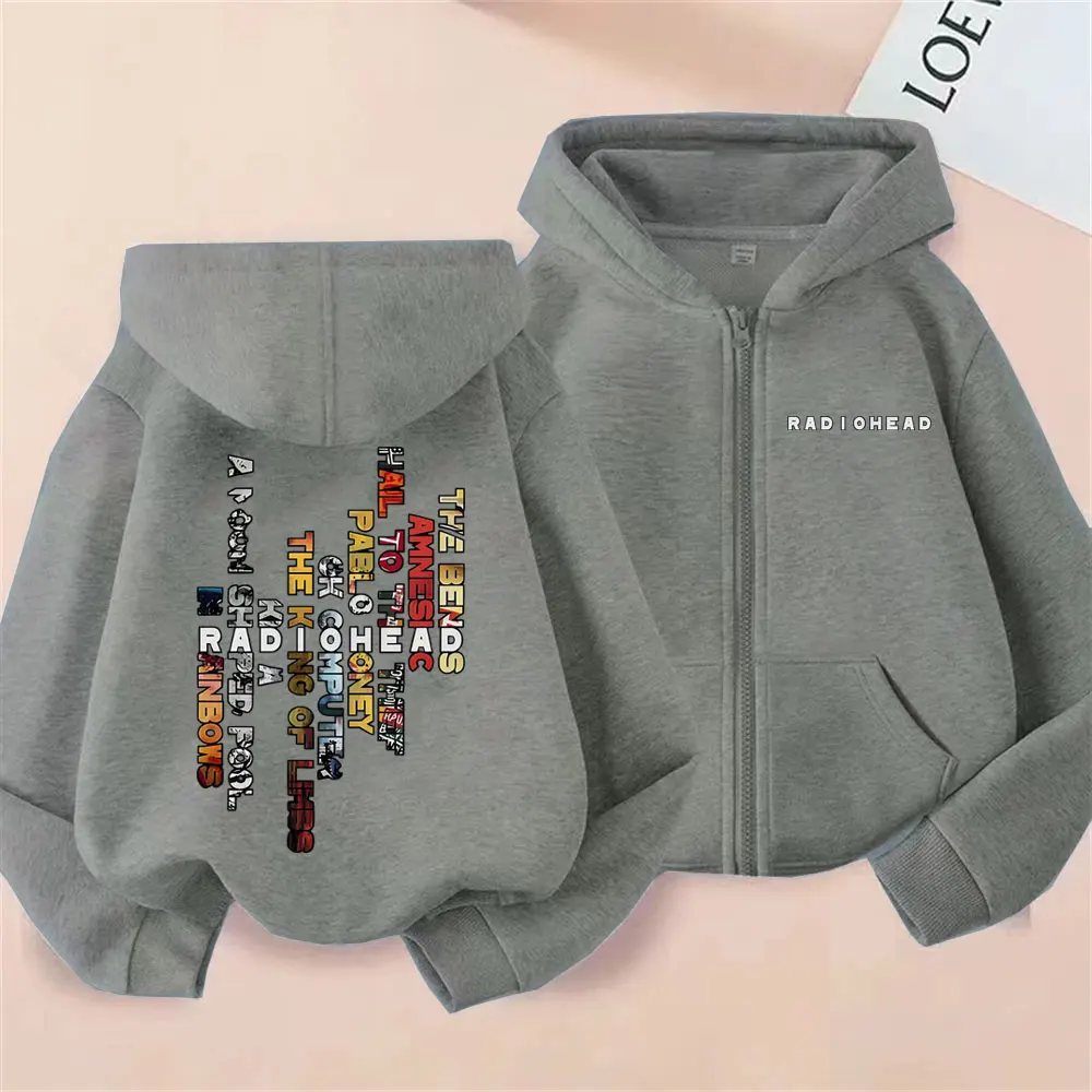 Rock Band Radiohead Music Album Cover Graphic Zipper Hoodie Men Women Hip Hop Gothic Zip Up Jacket Male Casual Vintage Hoodies