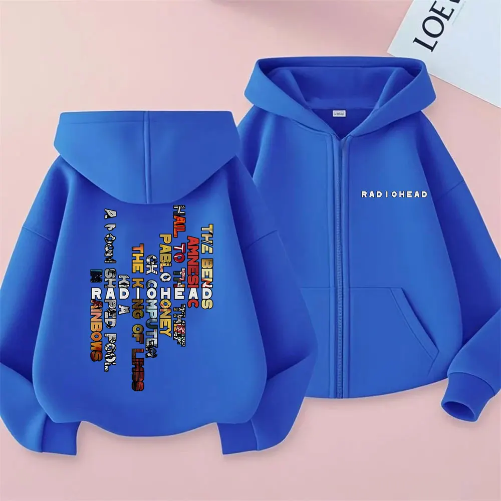 Rock Band Radiohead Music Album Cover Graphic Zipper Hoodie Men Women Hip Hop Gothic Zip Up Jacket Male Casual Vintage Hoodies