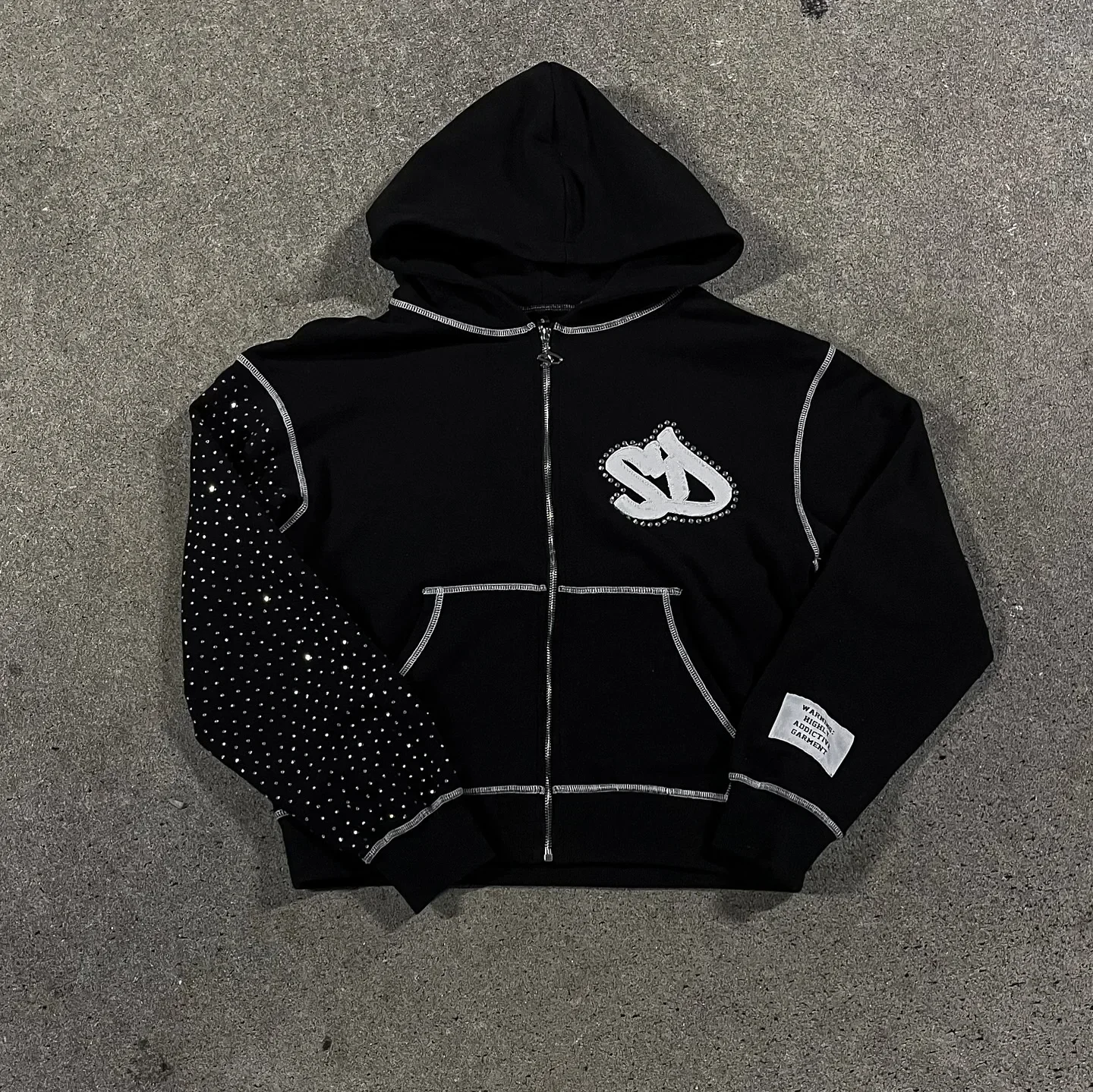 Y2k Streetwear Retro Men Embroidery Personalized Diamond Oversized Hoodie Men Women Harajuku Gothic Casual Sweatshirt