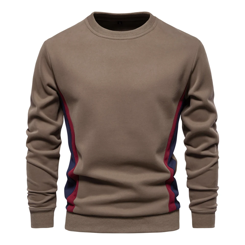 AIOPESON Mens Patckwork Cotton-blend Crew Neck Sweatshirts Fashion Casual Sport Round Neck Pullover Sweatshirt for Men
