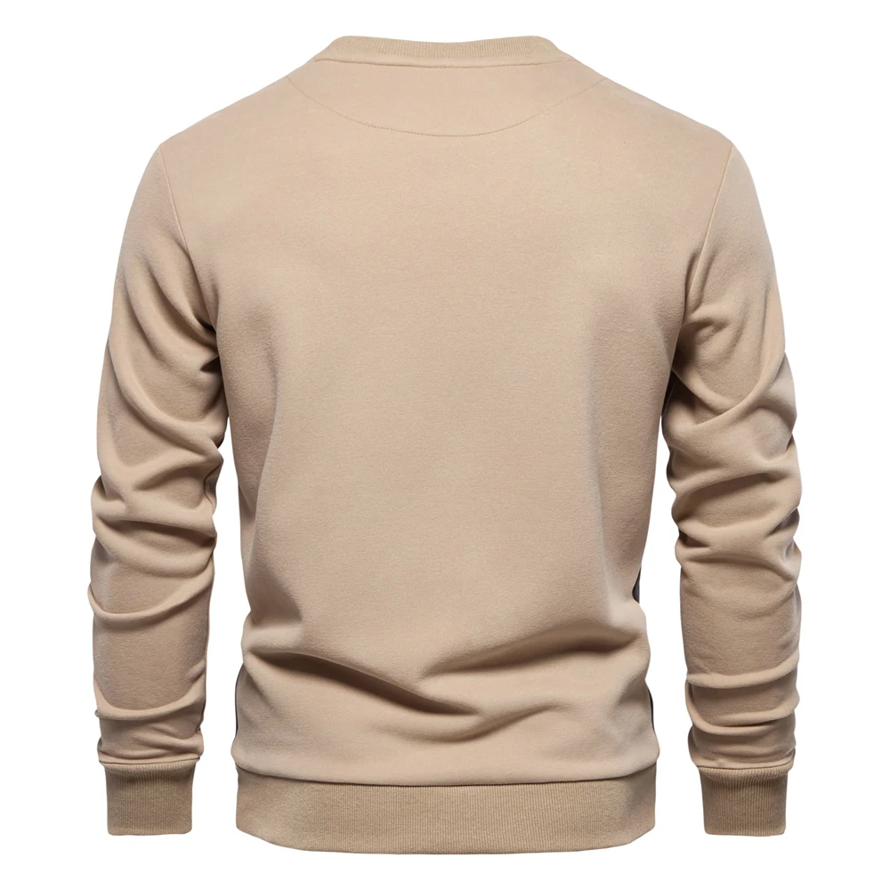 AIOPESON Mens Patckwork Cotton-blend Crew Neck Sweatshirts Fashion Casual Sport Round Neck Pullover Sweatshirt for Men