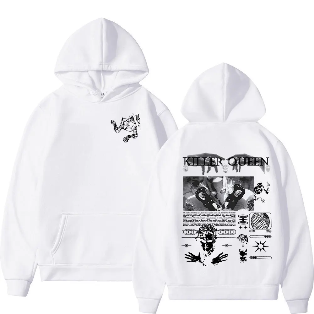 Anime Jojo Bizarre Adventure Hoodies Killer Queen Graphic Men Women Casual Sweatshirts Oversized Long Sleeves Fleece Pullovers