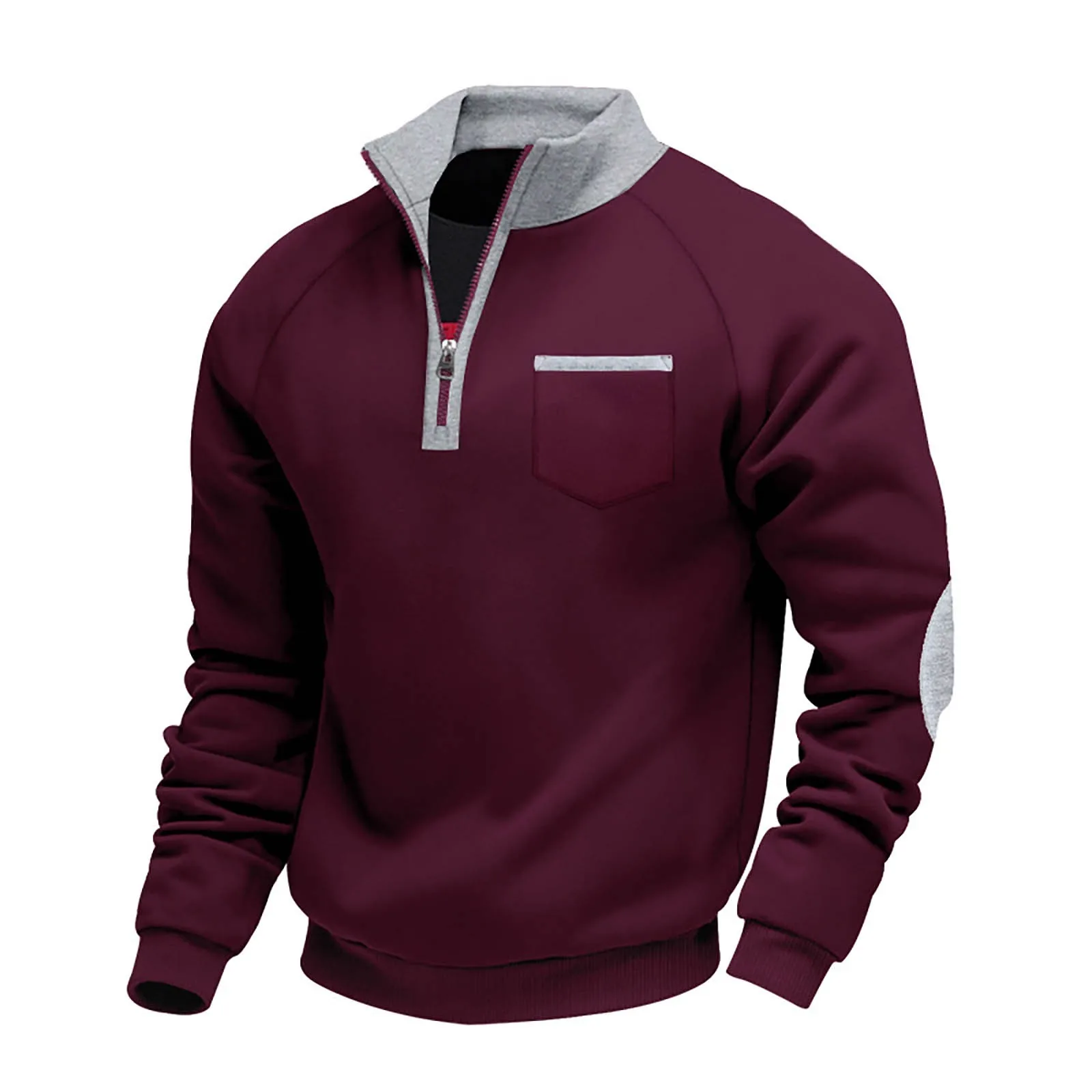 Hoodies For Man Active Fleece Men Mens Velvet Warm Zipper Standup Patch Casual Long Sleeved Sweatshirt Mens Zip Up Sweatshirt