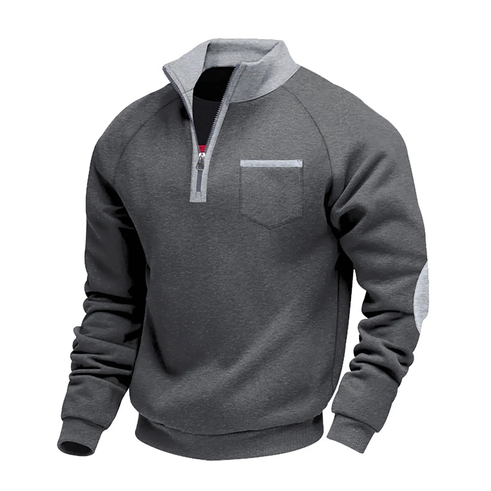 Hoodies For Man Active Fleece Men Mens Velvet Warm Zipper Standup Patch Casual Long Sleeved Sweatshirt Mens Zip Up Sweatshirt