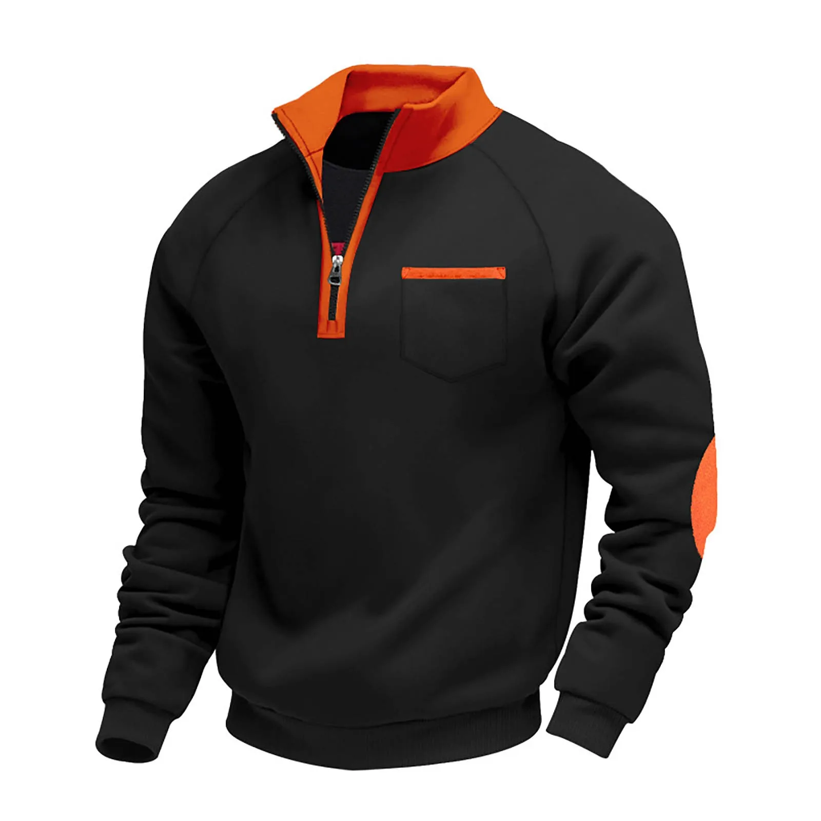 Hoodies For Man Active Fleece Men Mens Velvet Warm Zipper Standup Patch Casual Long Sleeved Sweatshirt Mens Zip Up Sweatshirt