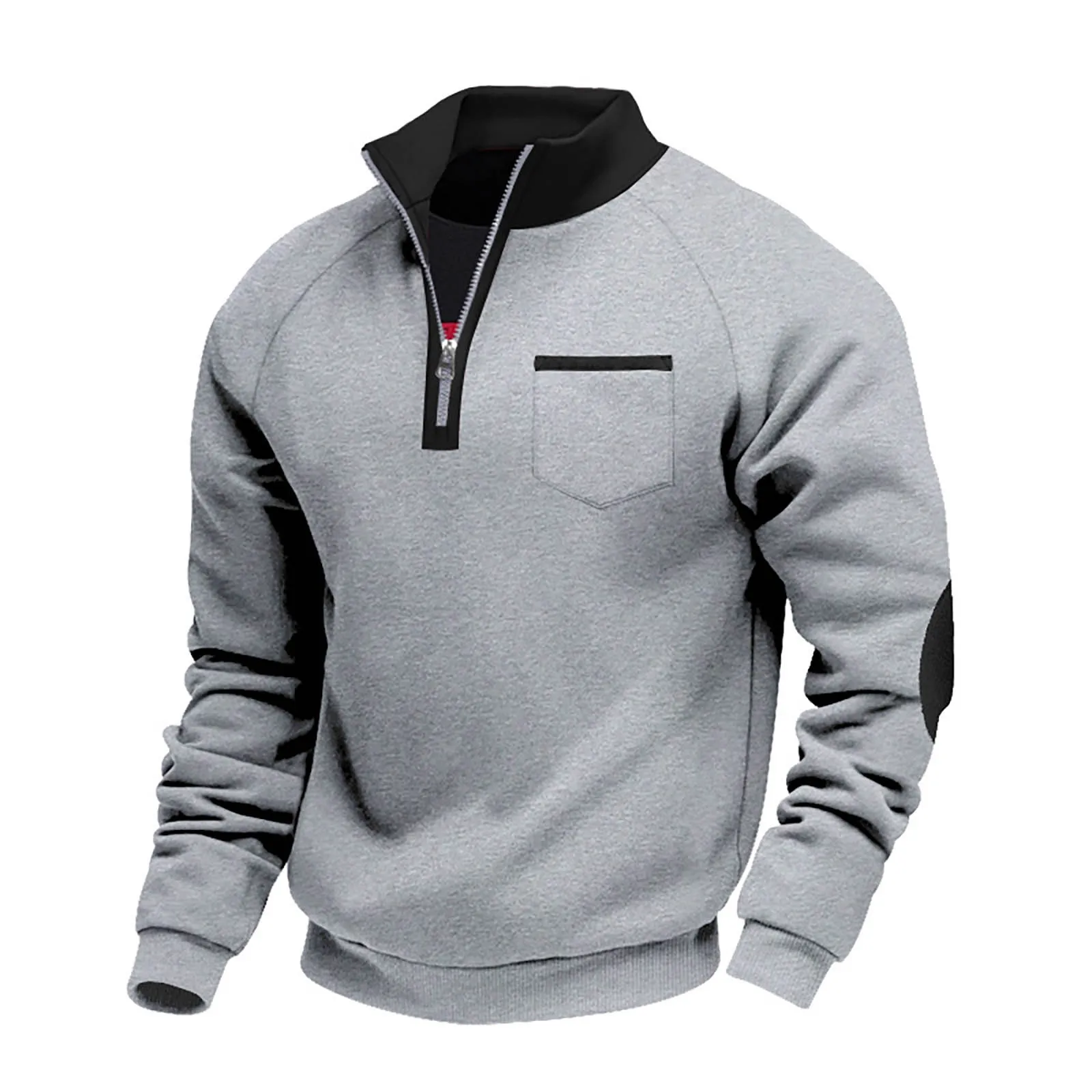 Hoodies For Man Active Fleece Men Mens Velvet Warm Zipper Standup Patch Casual Long Sleeved Sweatshirt Mens Zip Up Sweatshirt