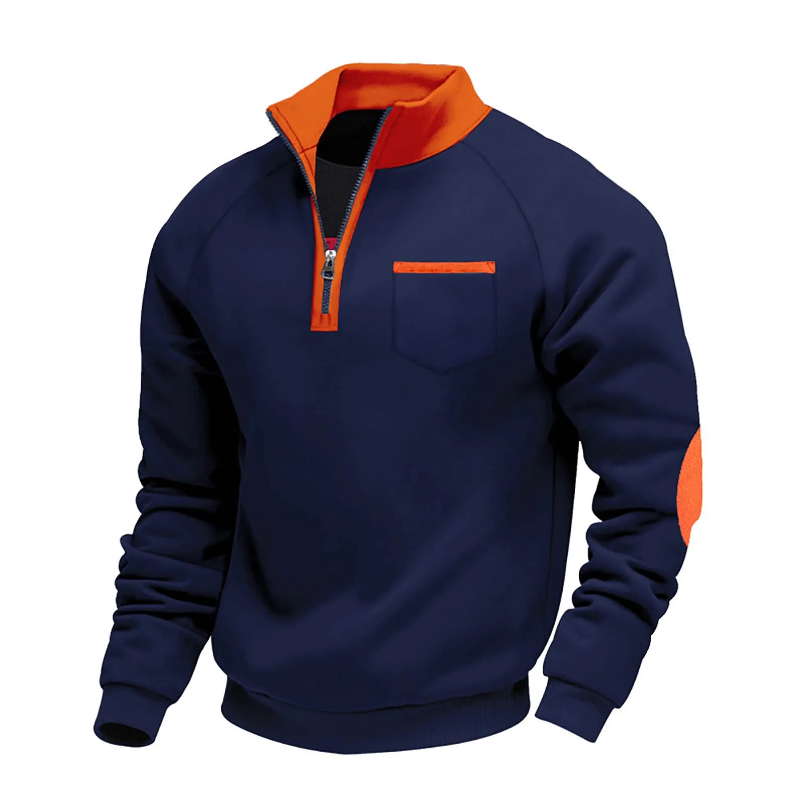 Hoodies For Man Active Fleece Men Mens Velvet Warm Zipper Standup Patch Casual Long Sleeved Sweatshirt Mens Zip Up Sweatshirt