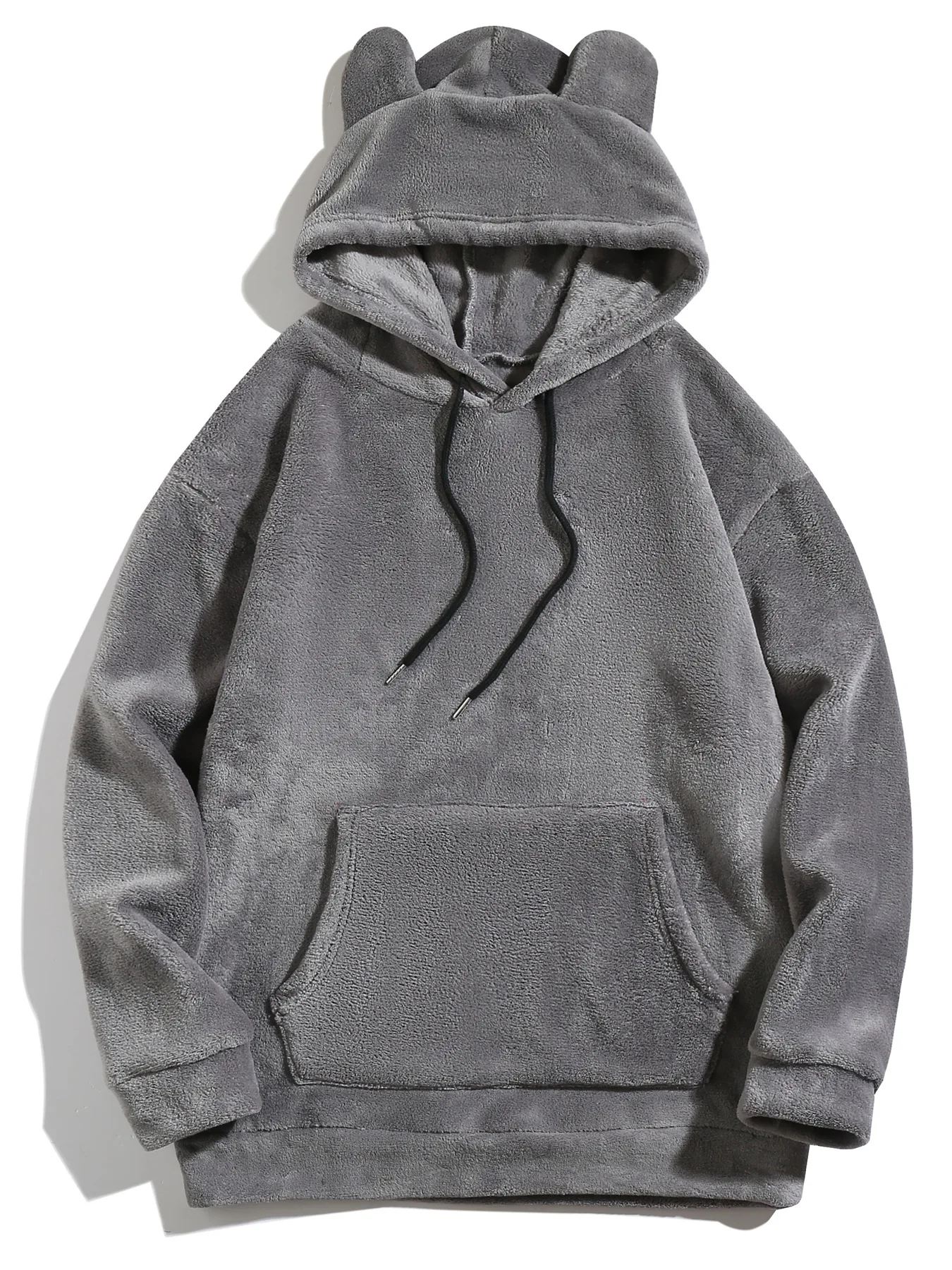 Men's Fleece Sweatshirt Coats Autumn Winter Soft Fluffy Velvet Warm Front Pocket Pullover Hoody Harajuku Coats LXDZ-JL-KJ-W07