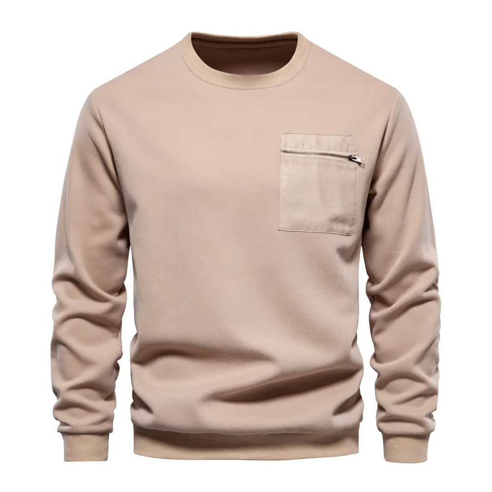 Autumn Solid Crew Neck Long Sleeve Sweatshirt Men's Loose Casual Streetwear