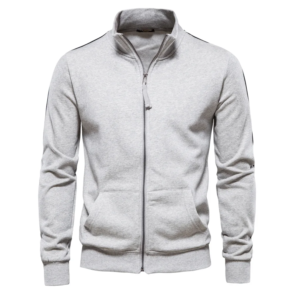 Autumn Winter Stand Collar Zip-Up Long Sleeve Sweatshirt Men's Color-Block Sportswear