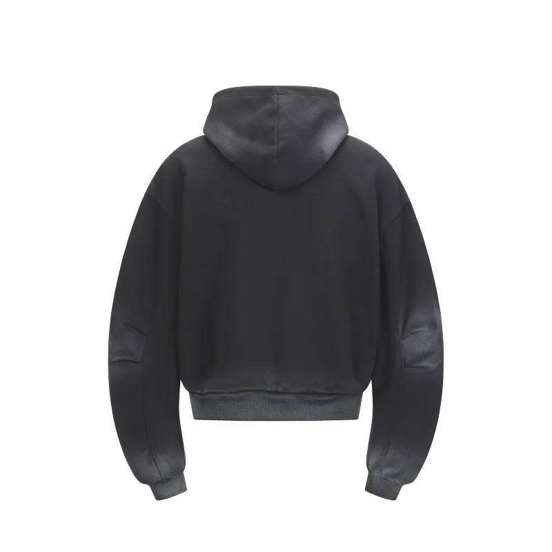American Retro High Street Spliced Men's Half Zip Hoodie Fashion Y2k Streetwear Original Style Hip-hop Loose Hooded Sweatshirt