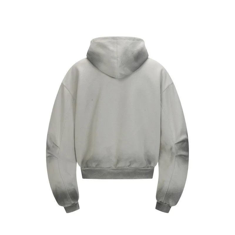 American Retro High Street Spliced Men's Half Zip Hoodie Fashion Y2k Streetwear Original Style Hip-hop Loose Hooded Sweatshirt