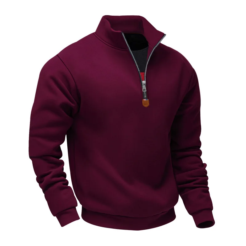 American Fleece Skin-friendly And Warm Men's Stand-up Collar Long-sleeved Half-zipper Sports And Leisure Sweater
