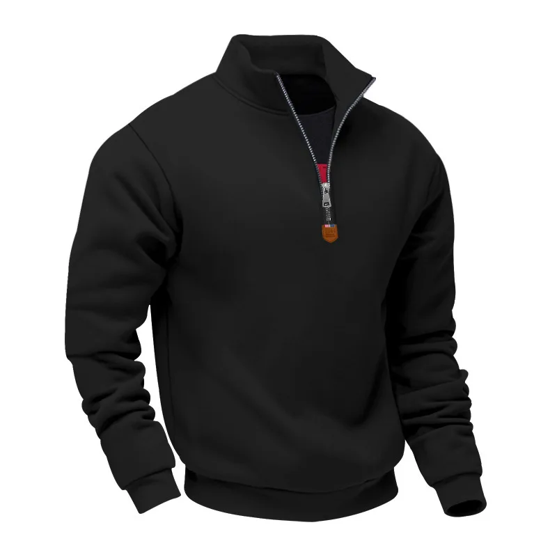 American Fleece Skin-friendly And Warm Men's Stand-up Collar Long-sleeved Half-zipper Sports And Leisure Sweater