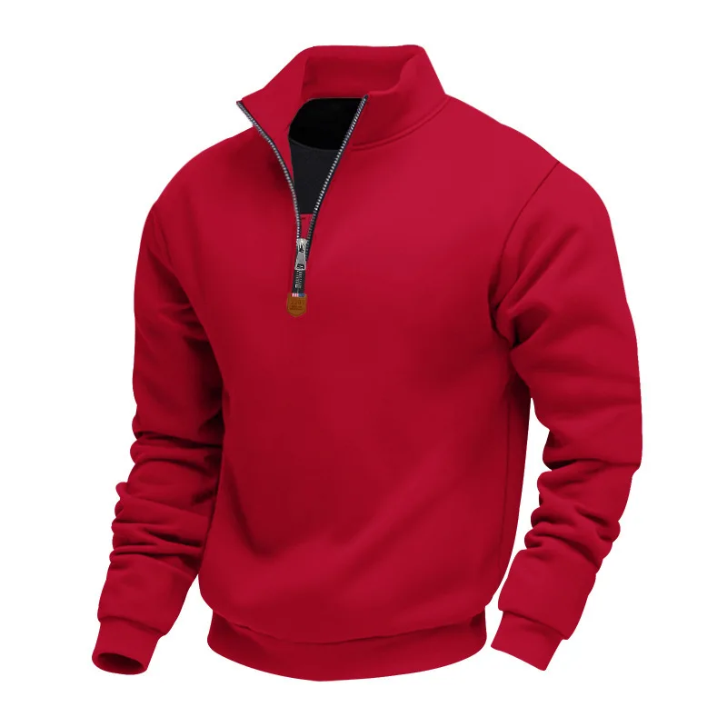 American Fleece Skin-friendly And Warm Men's Stand-up Collar Long-sleeved Half-zipper Sports And Leisure Sweater