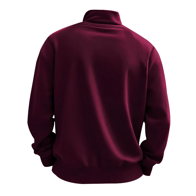 American Fleece Skin-friendly And Warm Men's Stand-up Collar Long-sleeved Half-zipper Sports And Leisure Sweater