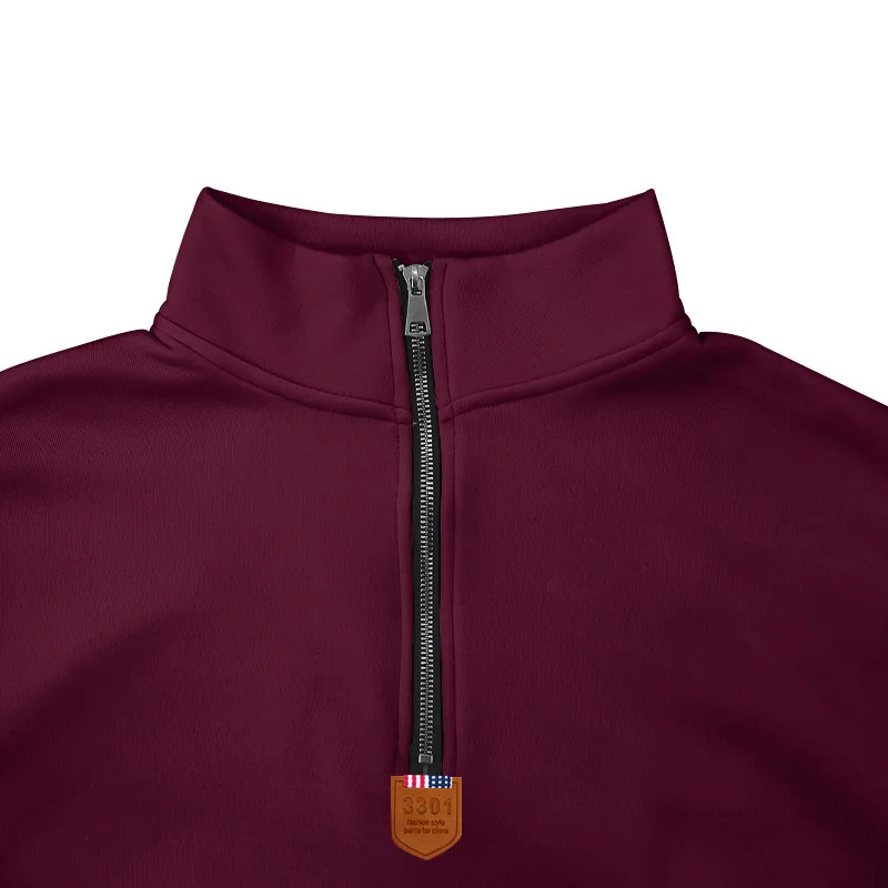 American Fleece Skin-friendly And Warm Men's Stand-up Collar Long-sleeved Half-zipper Sports And Leisure Sweater