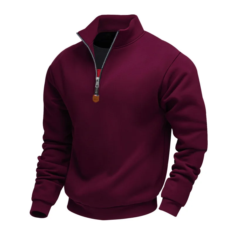 American Fleece Skin-friendly And Warm Men's Stand-up Collar Long-sleeved Half-zipper Sports And Leisure Sweater